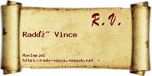 Radó Vince névjegykártya